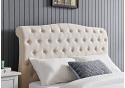 4ft6 Double Roz natural colour fabric upholstered bed frame bedstead 2